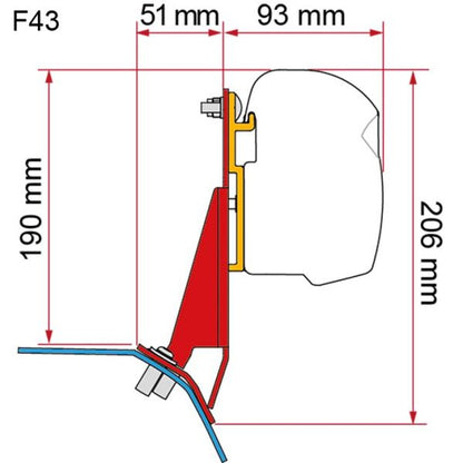 Markisenadapter Kit Ford Custom V710, rechts für F43, F45, F45s