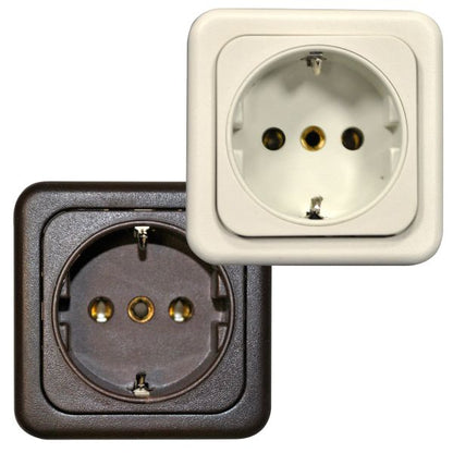 Schuko ohne Deckel, braun