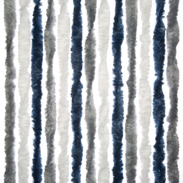 Flauschvorhang 56 cm breit, blau | silber, 175 cm