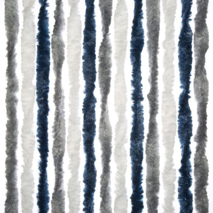 Flauschvorhang 56 cm breit, blau | silber, 175 cm