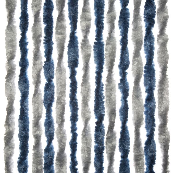 Flauschvorhang 56 cm breit, blau | silber, 175 cm