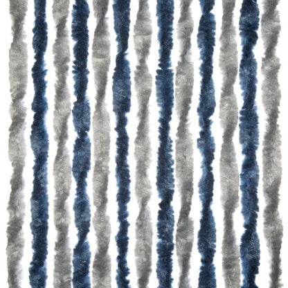 Flauschvorhang 100 cm breit, blau | silber