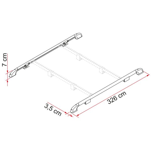 Dachreling Roof Rail, Länge 326 cm