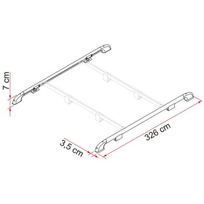 Dachreling Roof Rail, Länge 326 cm