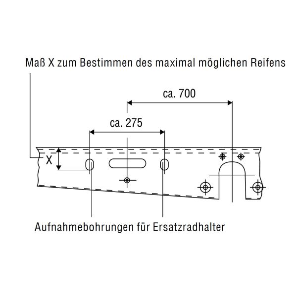 Ersatzradhalter, 1250 – 1550 mm