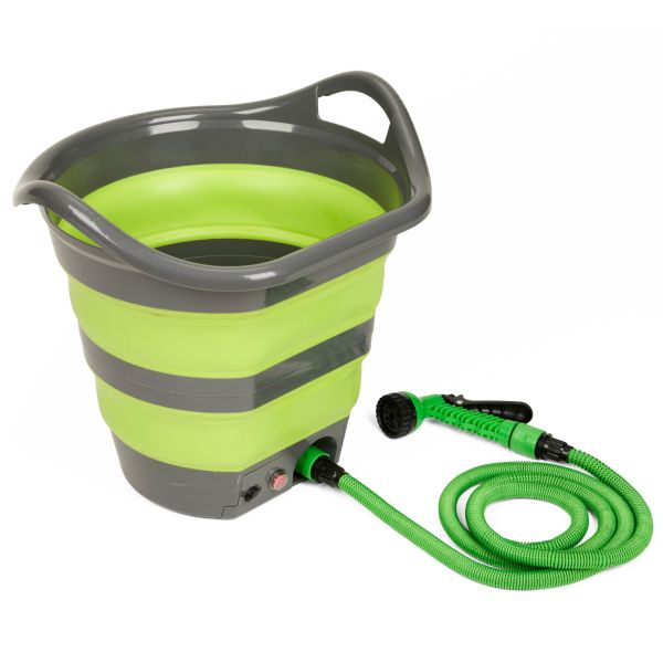 Falteimer 15 Liter mit Waschbrause, Mobildusche Akku Plus