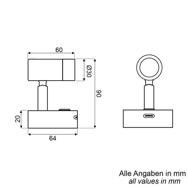 Aufbauleuchte 2,2 W | USB-C/15 W