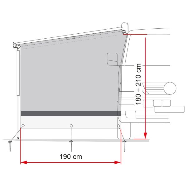 Seitenwand Sun View Side Van, 190 cm