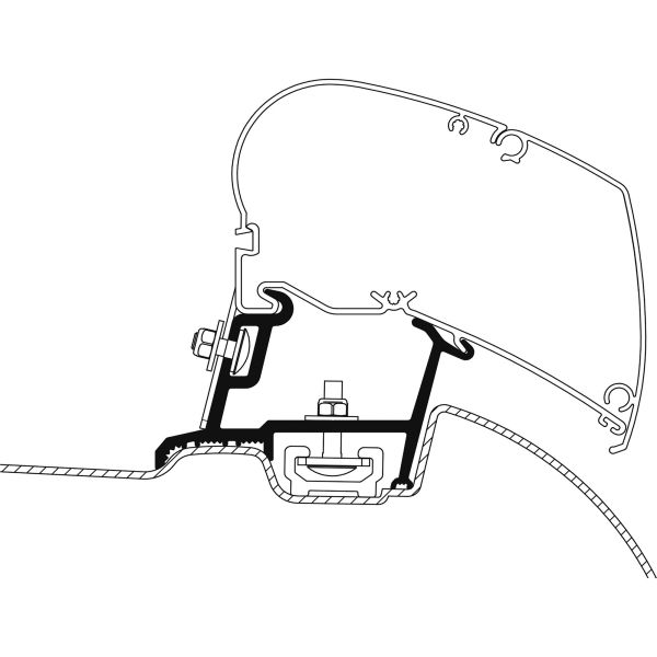 Adapter für MB Sprinter ab Bj. 2006/04 mit vorhandener Dachträgerschiene zu TO Serie 6 und 9