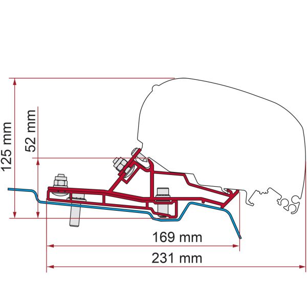 Markisenadapter Ford Transit Van L3 für F80s, 1 x 340 cm
