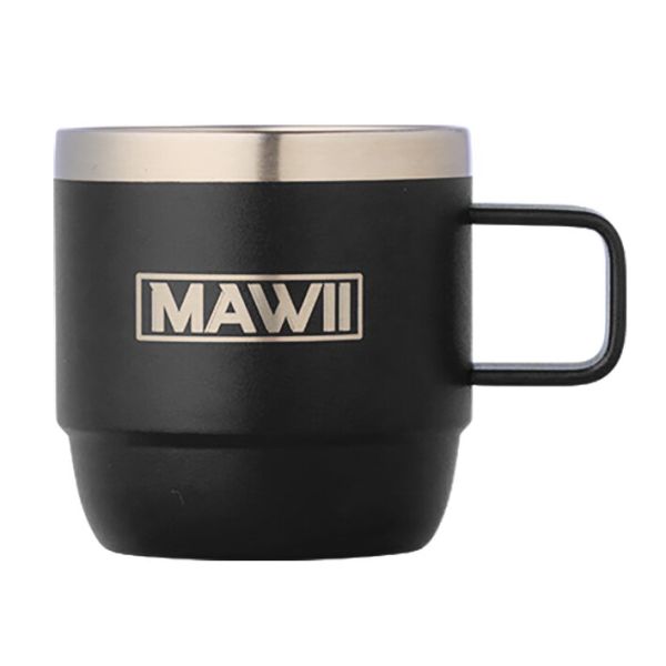 Edelstahl Espresso Tasse mit Henkel, 177 ml, schwarz