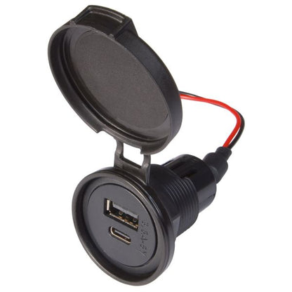Doppelsteckdose Power USB-C/A mit Deckel IP54